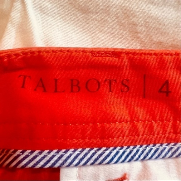 TALBOTS Relaxed Bermuda Shorts Coral Orange Chino Cotton Stretch Mid Rise 4 - Picture 9 of 12